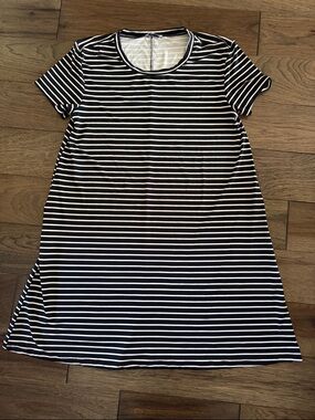 Striped Black and White Midi Dress